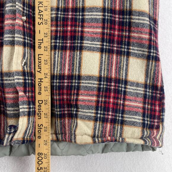 BRUCE JENNER Shirt Jacket Mens M Wool Blend Plaid Quilted Insulated Shacket Red - Picture 12 of 13
